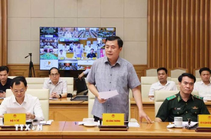 Thứ trưởng Bộ Công Thương Nguyễn Sinh Nhật Tân phát biểu tại hội nghị - Ảnh: TTXVN