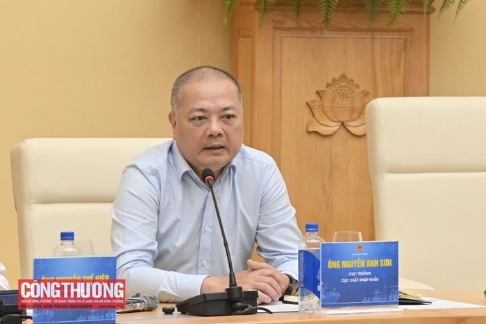 Cục trưởng Cục Xuất nhập khẩu (Bộ Công Thương) Nguyễn Anh Sơn phát biểu tại Hội nghị - Ảnh: Thu Phượng
