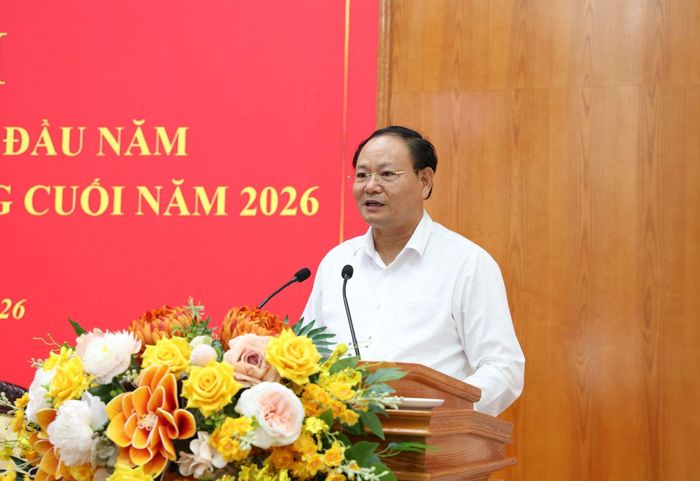 Bí thư Tỉnh ủy Lê Minh Ngân phát biểu kết luận Hội nghị. Ảnh: Đinh Lan