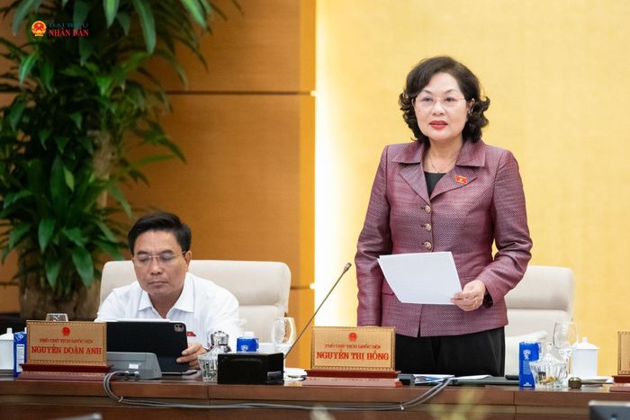 Phó Chủ tịch Quốc hội Nguyễn Thị Hồng phát biểu kết luận phiên họp