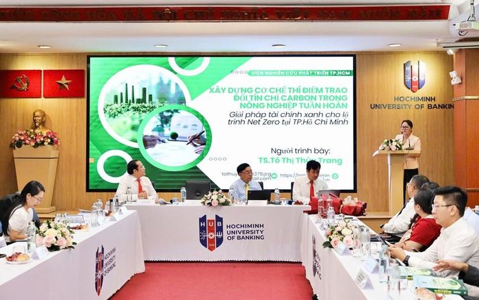 Tiến sĩ Tô Thị Thùy Trang, Viện Nghiên cứu Phát triển Thành phố Hồ Chí Minh tham luận tại Hội thảo.