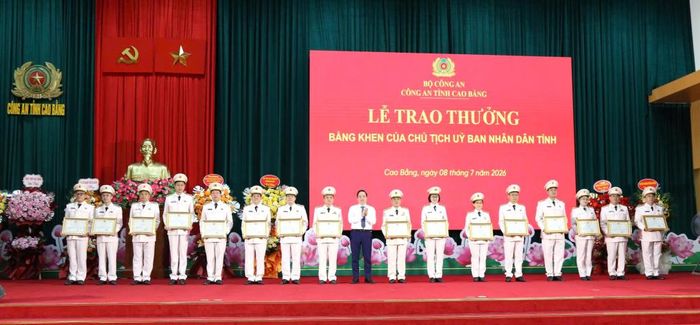 Đồng chí Lê Hải Hòa, Phó Bí thư Tỉnh ủy, Chủ tịch UBND tỉnh tặng Bằng khen cho các cá nhân, tập thể đạt thành tích xuất sắc.