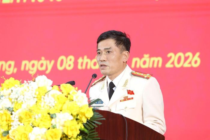 Đại tá Lương Ngọc Quyết, Phó Giám đốc Công an tỉnh, Trưởng Ban Tổ chức Lễ kỷ niệm đọc diễn văn kỷ niệm.