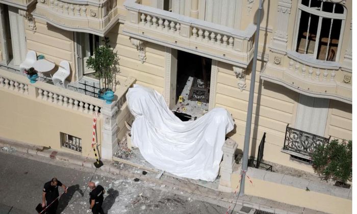 Hiện trường vụ đánh bom ở Monaco vào tháng trước nhắm vào nhà tài phiệt Vadym Yermolaiev - Ảnh: Getty