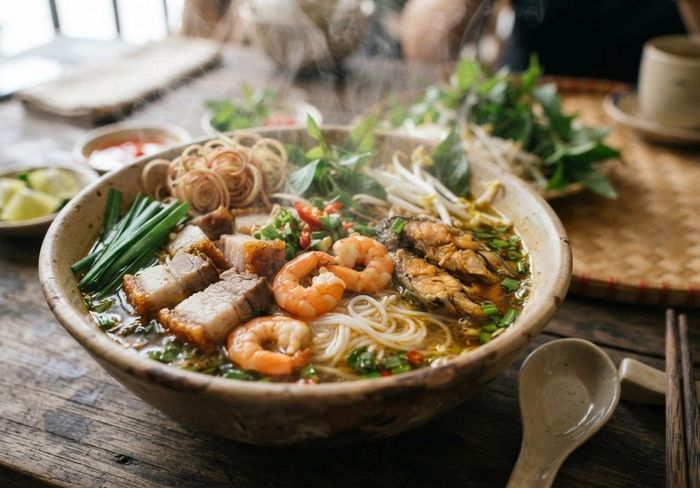 Bún nước lèo là kết tinh của cả một quá trình cộng cư, tiếp biến văn hóa và sự sáng tạo không ngừng nghỉ của những người lưu dân. (Ảnh: IG)
