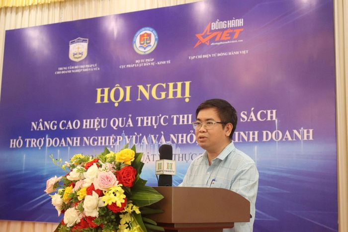ông Cao Đăng Vinh, Phó Cục trưởng Cục Pháp luật dân sự - kinh tế (Bộ Tư pháp) phát biểu khai mạc hội nghị. Ảnh: PV