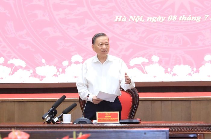 Tổng Bí thư, Chủ tịch nước Tô Lâm phát biểu kết luận buổi làm việc. Ảnh: Quang Thái