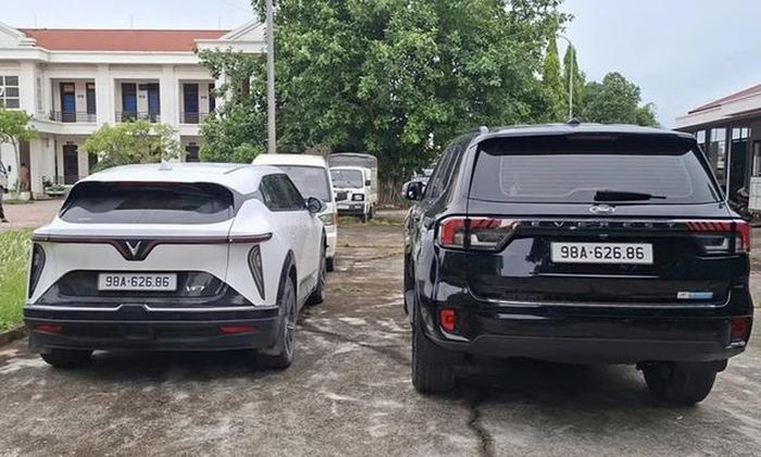 Lực lượng CSGT tại Bắc Ninh phát hiện ô tô điện mang biển số giả. Ảnh: Báo Bắc Ninh