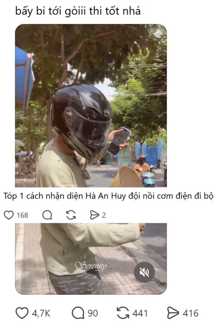 Fan chỉ nhau cách nhận diện Hà An Huy: "Đội nồi cơm điện". - Nguồn: huy.serenity.