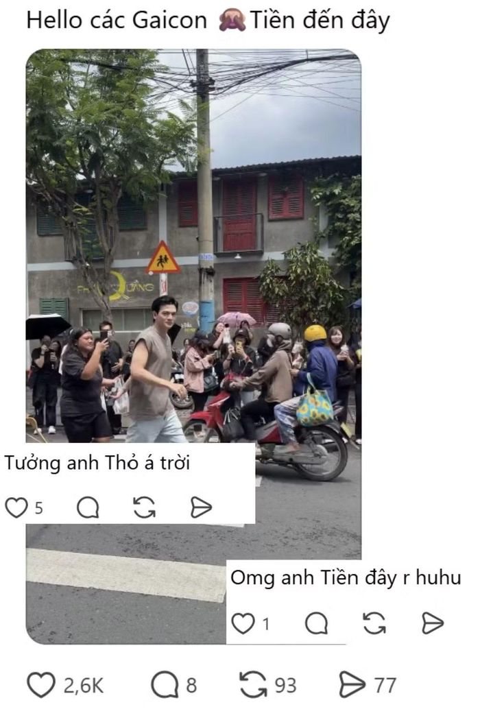 Lê Xuân Tiền xuất hiện tại phim trường. - Nguồn: emiuoixinhxinh.