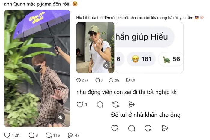 Hồ Đông Quan và Thái Lê Minh Hiếu xuất hiện tươi tắn trước giờ ghi hình Công diễn 2. - Nguồn: _yeohihi_.