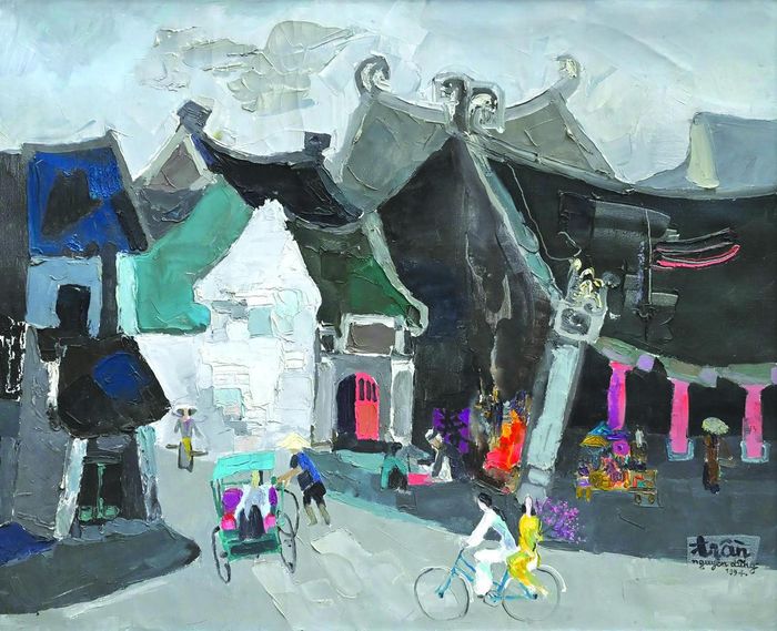 Tác phẩm “Đền Bạch Mã Hàng Buồm” (sơn dầu, 1994).