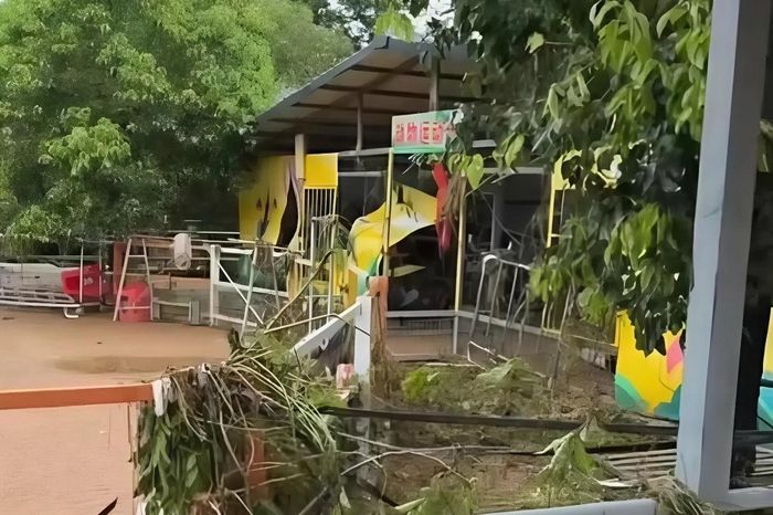  Sở thú Quý Cảng, Quảng Tây, Trung Quốc bị ngập lụt và nhiều loài động vật đã trốn thoát. Ảnh: SCMP.