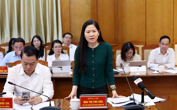 Bà Mai Thị Thu Vân, Phó Chủ nhiệm Thường trực Văn phòng Chính phủ phát biểu - Ảnh VGP/Đức Tuân