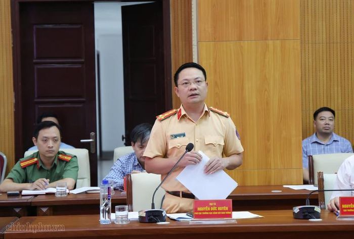 Đại diện Bộ Công an phát biểu tại cuộc làm việc - Ảnh: VGP/Gia Huy