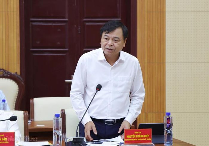 Thứ trưởng Bộ Nông nghiệp và Môi trường Nguyễn Hoàng Hiệp phát biểu tại cuộc làm việc - Ảnh: VGP/Gia Huy