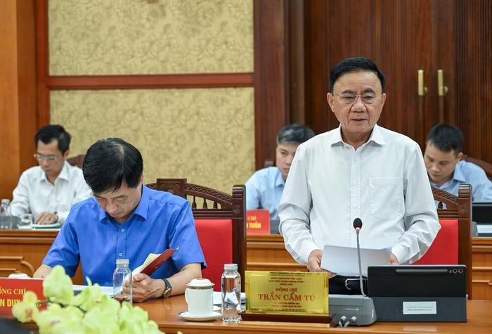 Thường trực Ban Bí thư Trần Cẩm Tú, Trưởng Ban Chỉ đạo phát biểu chỉ đạo, kết luận hội nghị. (Ảnh: DUY LINH)