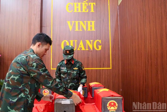 Hài cốt và di vật liệt sĩ được bảo quản trang trọng.