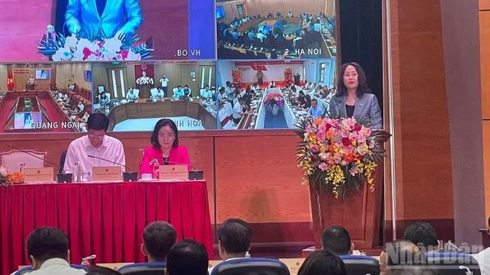 Bộ trưởng Văn hóa, Thể thao và Du lịch Lâm Thị Phương Thanh phát biểu.