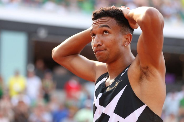 Donavan Brazier trong một bức ảnh chụp năm 2021. Vận động viên người Mỹ từng được chẩn đoán mắc dị tật Haglund. Ảnh: Getty Images 