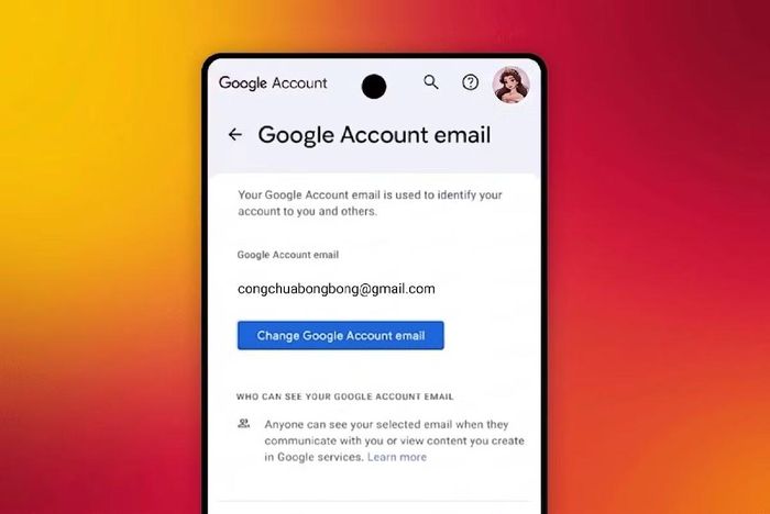 Nếu tài khoản của bạn được hỗ trợ, hãy mở myaccount.google.com, đăng nhập tài khoản Google, chọn mục Thông tin cá nhân (Personal info), sau đó truy cập phần Email rồi tìm mục Địa chỉ email của Tài khoản Google (Google Account email) để kiểm tra xem có xuất hiện tùy chọn thay đổi hay không.