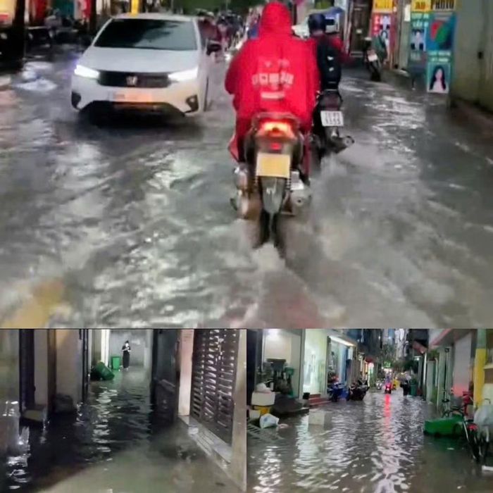  Mưa lớn kéo dài gần một giờ khiến giao thông tại nhiều tuyến phố bị ảnh hưởng. 