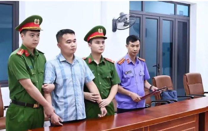 Bị can Nguyễn Hà Duy tại cơ quan Công an. Ảnh: Công an Tuyên Quang