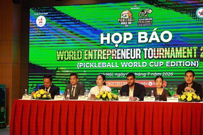 Họp báo công bố Giải World Entrepreneur Tournament 2026 diễn ra tại Hà Nội.