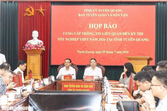  Quang cảnh họp báo chiều nay do Ban Tuyên giáo và Dân vận Tuyên Quang tổ chức. Ảnh: Thành Đạt 