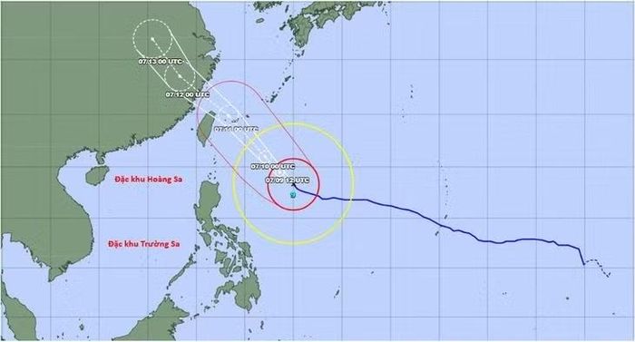 Dự báo vị trí và hướng đi của siêu bão Ba Vì sáng 9-7 - Ảnh: JMA