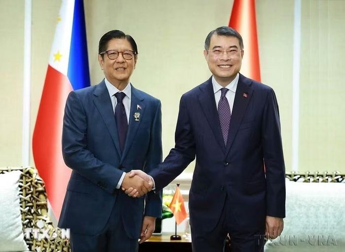 Thủ tướng Lê Minh Hưng gặp Tổng thống Philippines Ferdinand Romualdez Marcos Jr, Chủ tịch ASEAN năm 2026 (Cebu, 7/5/2026). (Ảnh: Dương Giang/TTXVN)