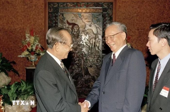 Tổng thống Philippines Fidel Ramos tiếp Chủ tịch nước Trần Đức Lương trong chuyến thăm Philippines (1995). (Ảnh: Cao Phong/TTXVN)
