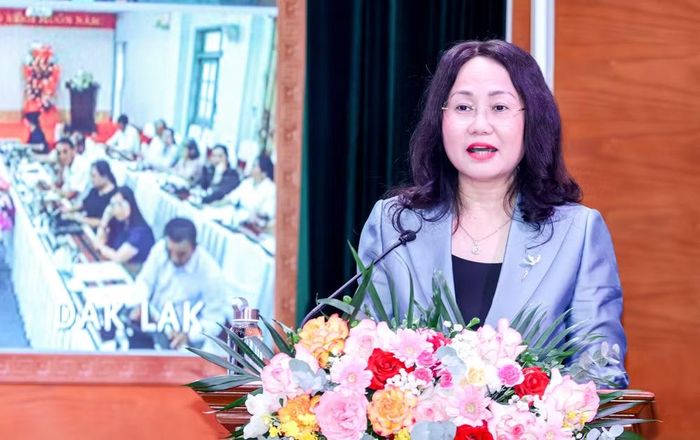 Bộ trưởng Bộ Văn hóa, Thể thao và Du lịch Lâm Thị Phương Thanh phát biểu.
