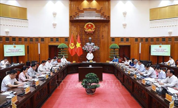Thủ tướng Lê Minh Hưng, Trưởng Ban chỉ đạo Trung ương thực hiện các Chương trình mục tiêu quốc gia chủ trì Phiên họp thứ nhất. Ảnh: Dương Giang/TTXVN.