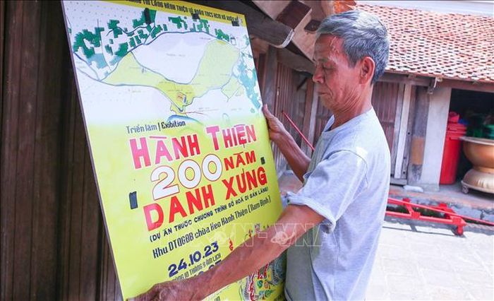 Áp phích quảng bá triển lãm "Hành Thiện 200 năm danh xưng" thuộc dự án số hóa di tích Chùa Keo Hành Thiện.