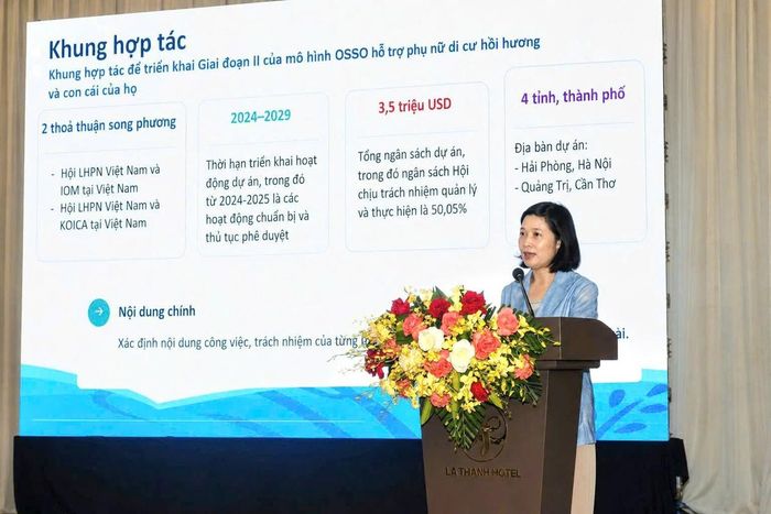 Bà Nguyễn Thị Kim Dung, Phó trưởng ban thường trực Ban Công tác phụ nữ, TƯ Hội LHPN Việt Nam, giới thiệu về giai đoạn II của Dự án