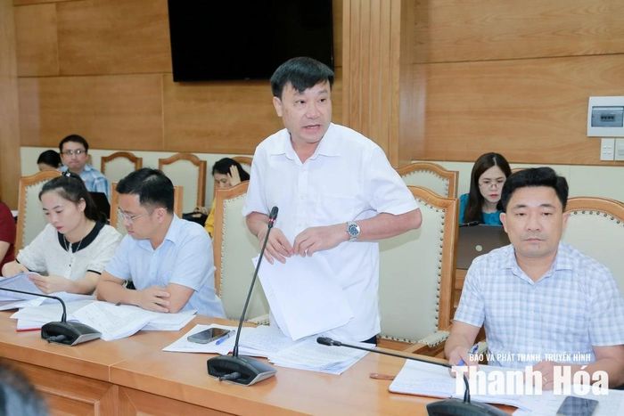 Đại diện UBND xã Lưu Vệ phát biểu tại hội nghị.