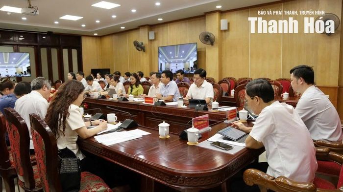 Toàn cảnh hội nghị tại điểm cầu Thanh Hóa.