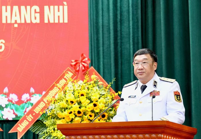 Thượng tướng Phạm Hoài Nam, Thứ trưởng Bộ Quốc phòng phát biểu tại buổi lễ. Ảnh: T.CÔNG