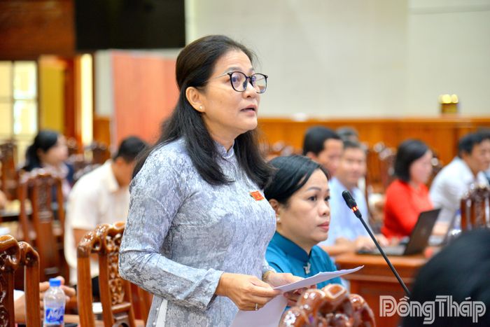 Đại biểu Lê Thị Hồng Phượng nêu nội dung chất vấn.