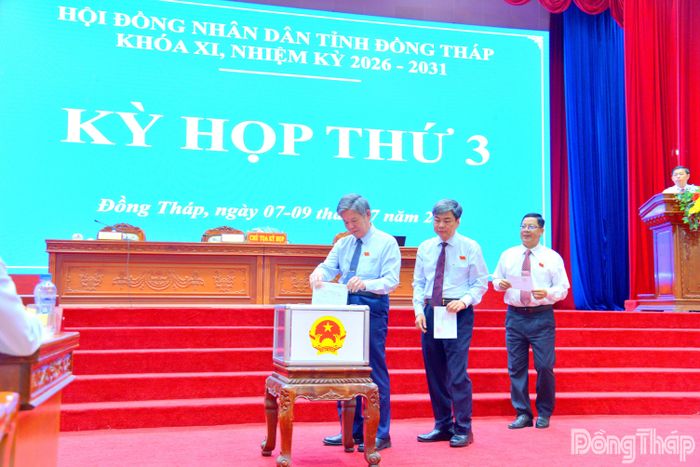 Đại biểu bỏ phiếu bầu bổ sung Ủy viên Ủy ban nhân dân tỉnh Đồng Tháp.