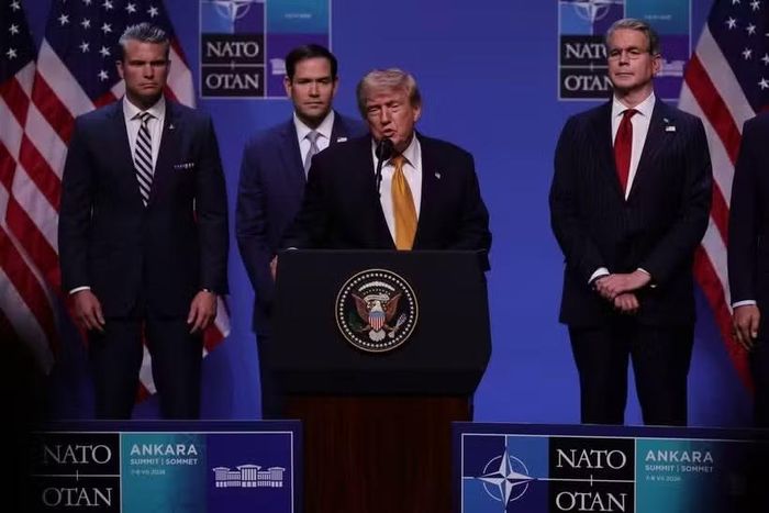  Tổng thống Mỹ Donald Trump trong cuộc họp báo tại Hội nghị thượng đỉnh NATO ở Ankara, Thổ Nhĩ Kỳ ngày 8-7-2026. Ảnh: THX/TTXVN 