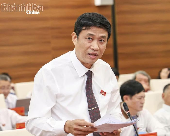 Đại biểu HĐND tỉnh Bùi Thanh Bình - Trưởng Ban Kinh tế - Ngân sách HĐND tỉnh nêu câu hỏi chất vấn.