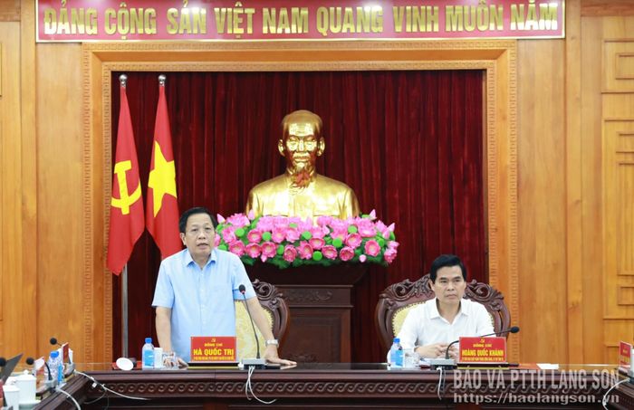 Đồng chí Hà Quốc Trị, Ủy viên Trung ương Đảng, Phó Chủ nhiệm Ủy ban Kiểm tra Trung ương phát biểu tại buổi làm việc