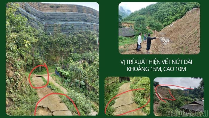 Khu vực xuất hiện vết nứt đe dọa đến sự an toàn của các hộ dân.