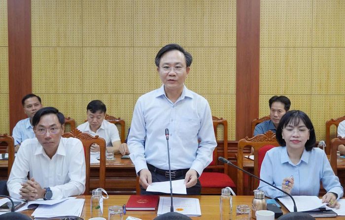 Đồng chí Hoàng Xuân Tân, Phó Chủ tịch UBND tỉnh phát biểu kết luận tại buổi làm việc - Ảnh: H.N