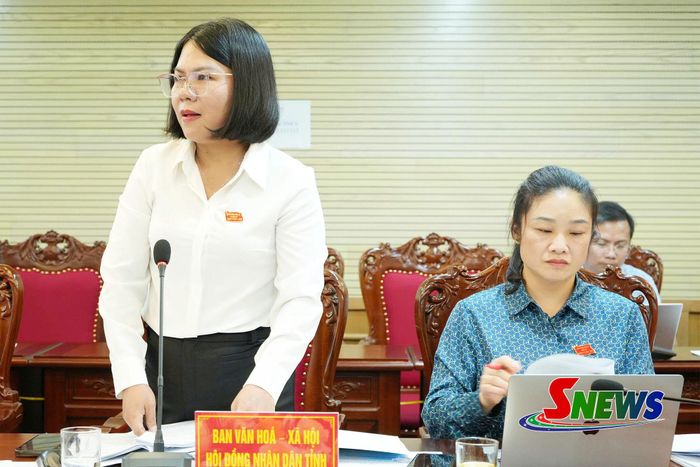 Lãnh đạo Ban Văn hóa - Xã hội, HĐND tỉnh phát biểu ý kiến tại hội nghị.