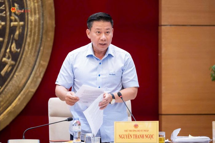 Thứ trưởng Bộ Tư pháp Nguyễn Thanh Ngọc phát biểu