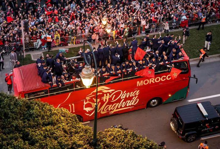 Morocco được chào đón như những người hùng khi trở về Rabat sau World Cup 2022. Ảnh: FIFA
