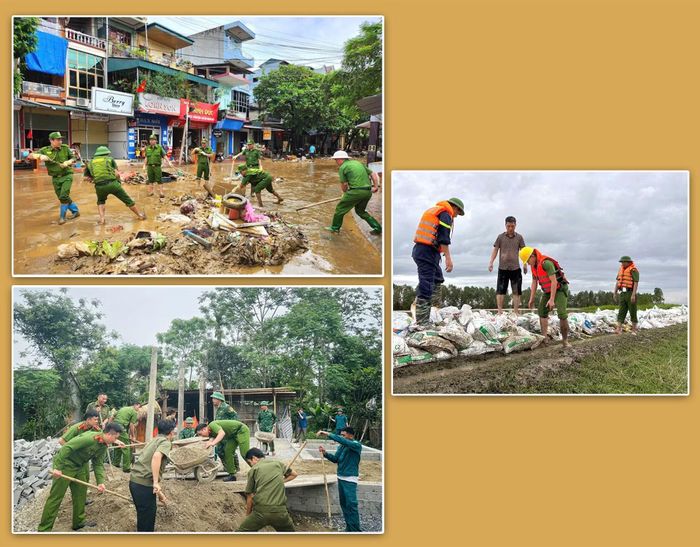 Lực lượng Công an giúp dân khắc phục hậu quả lũ lụt và xây dựng lại, sửa chữa nhà ở cho các gia đình bị thiệt hại do các đợt thiên tai tại miền Trung năm 2025.